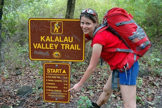 Eva na konci Kalalau trail, Na Pali coast