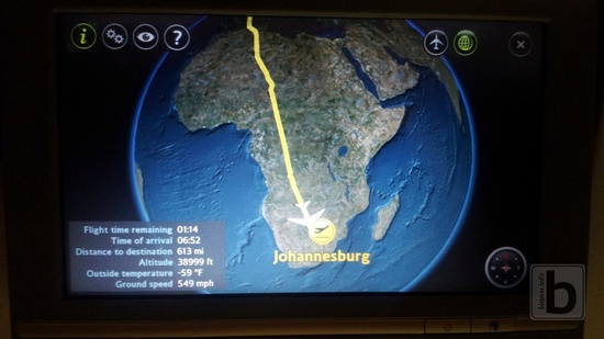 Trasa letu Londýn - Johannesburg