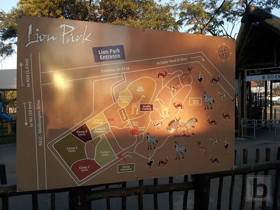 Johannesburg, mapa Lion Parku