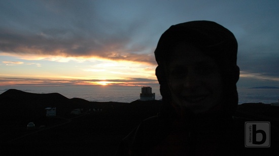 Eva a západ slunce na Mauna Kea
