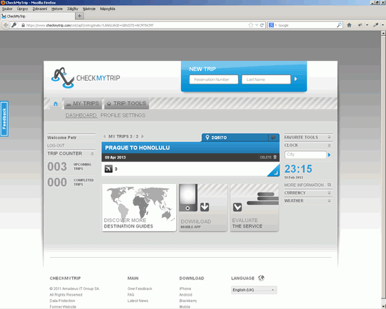 CheckMyTrip.com screenshot